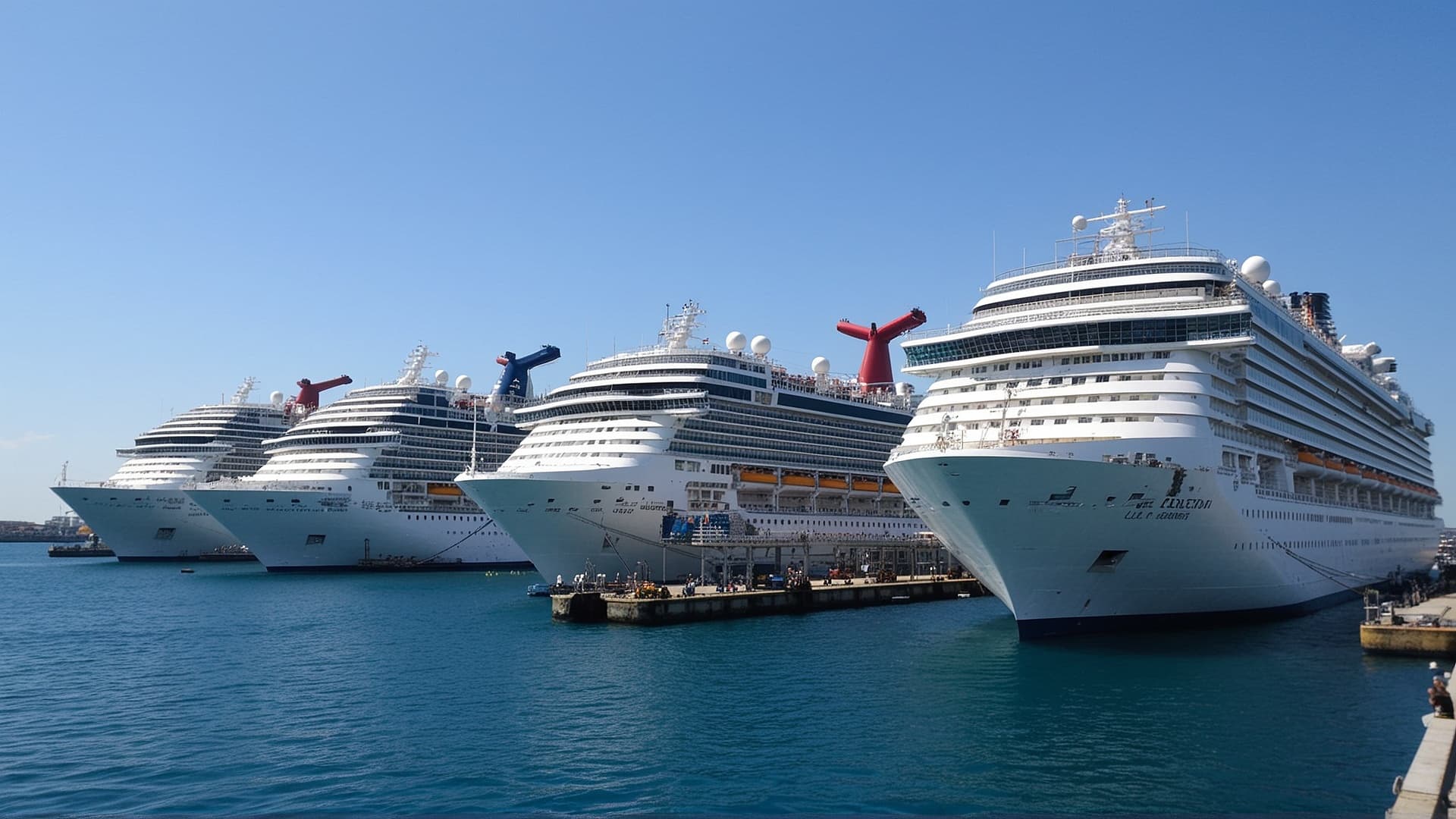 Large cruise ship sailing in turquoise ocean waters