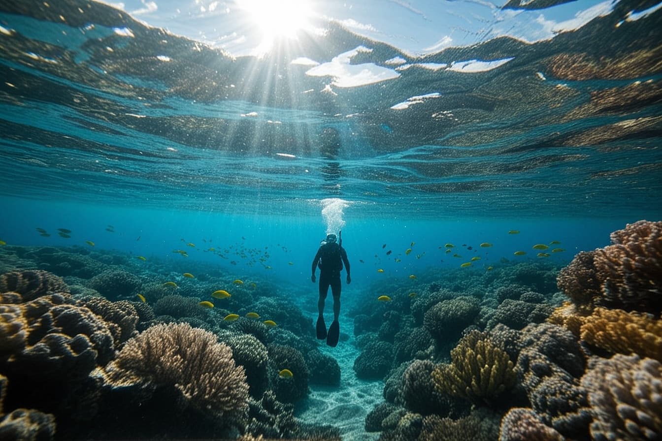 Snorkeller exploring a reef on a shore excursion